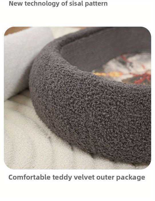 Pet Supplies Color Deep  Mouth Cat Bed  Grey Lucky Pattern