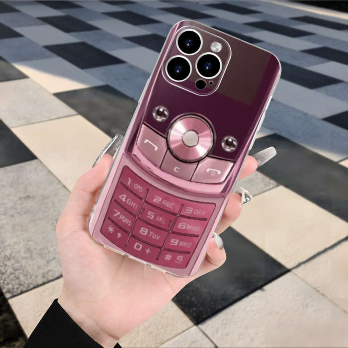 1Pc Transparent For iPhone 16 Pro Max Retro Mobile Phone Phone Case