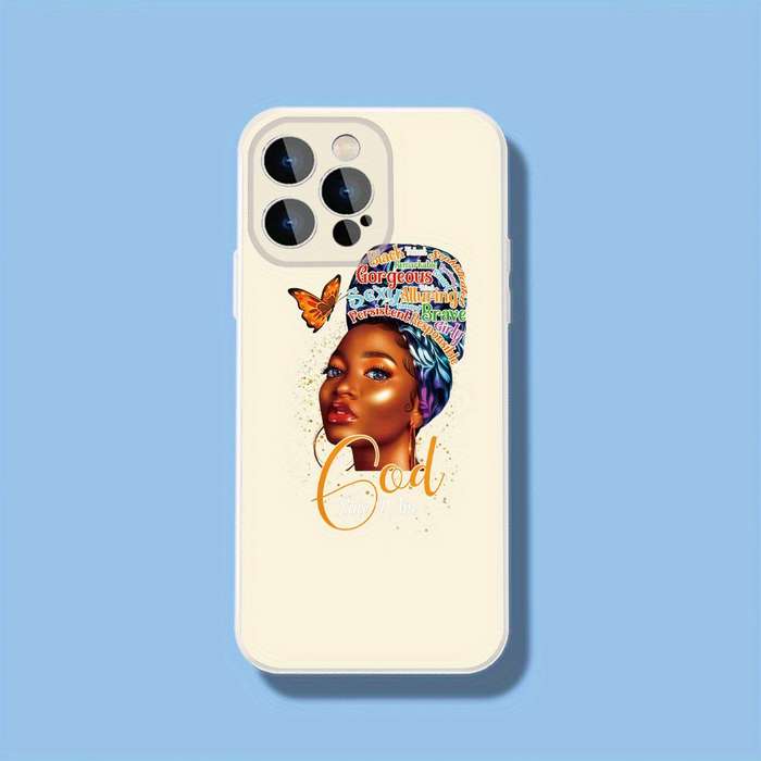 1Pc Black For iPhone 15 Pro Empowered Beauty Phone Case