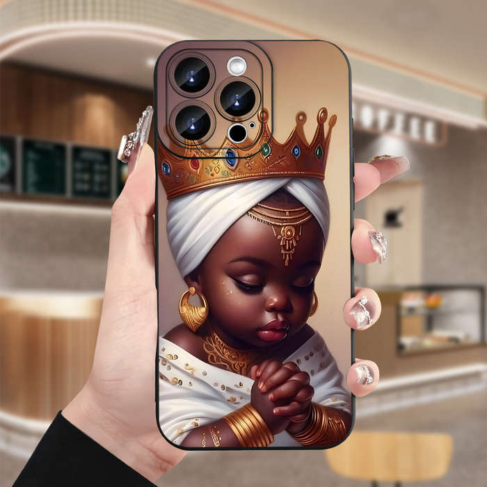 1Pc Black For iPhone X XS African Children Pattern Phone Case
