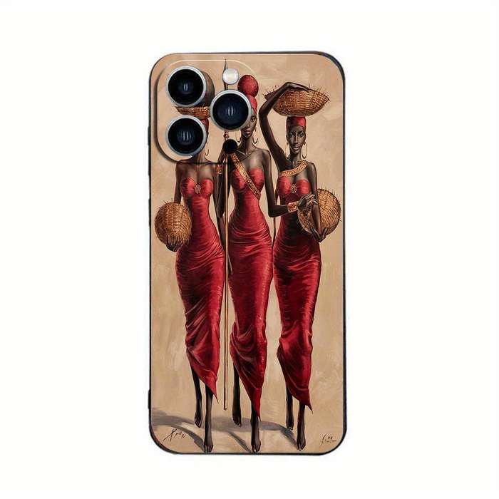1Pc Black For iPhone 16 Pro African Lady TPU Phone Case