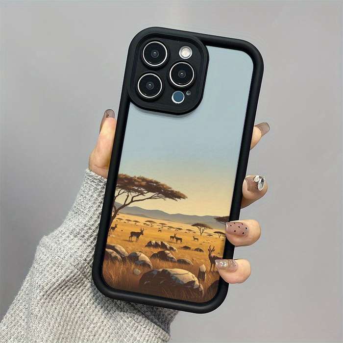 1Pc Mixed Color For iPhone 16 African Savanna Phone Case