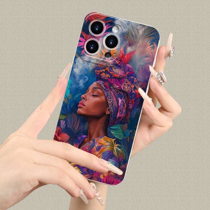 1Pc Black For iPhone 15 Pro Max African Reverie Various Phone Case