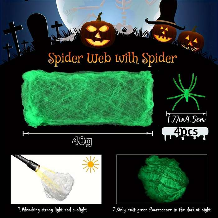 Halloween Decorations Color 100G Spider Web Add  20Pcs Spiders