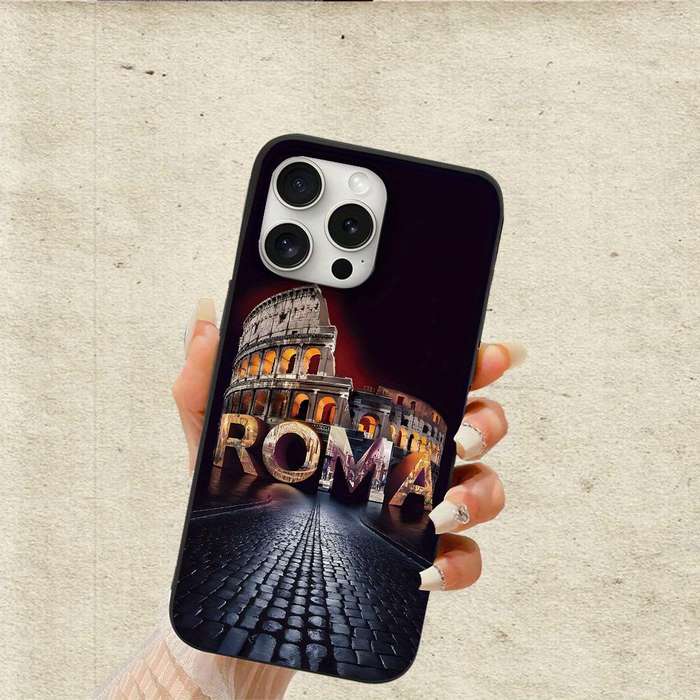 1Pc Black For iPhone 14 Pro Max Colosseum Design Phone Case