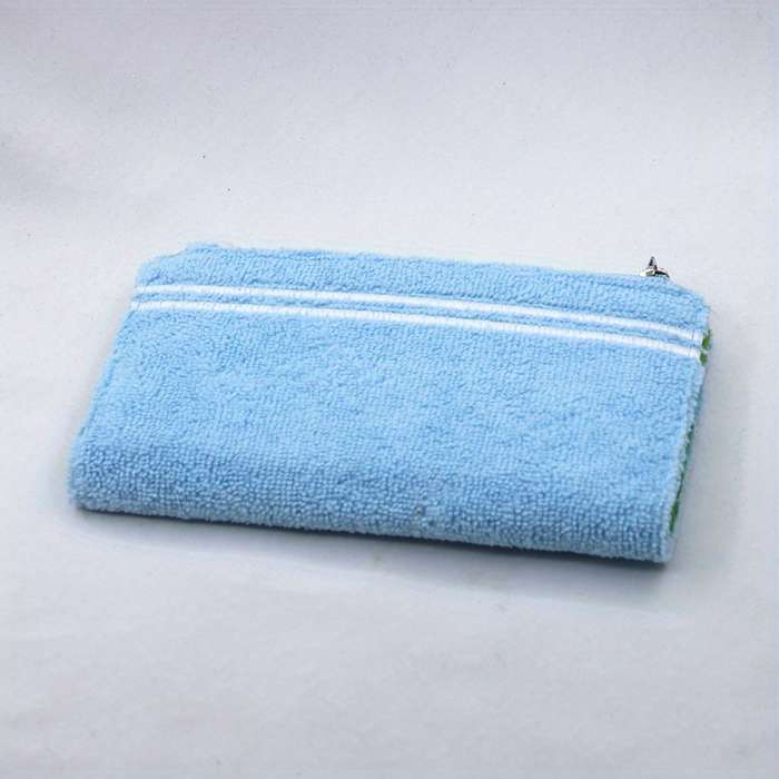 1pc Sky Blue Cartoon Plush Zip Wallet Large Capacity Card Holder with Smiling Face Design Soft S