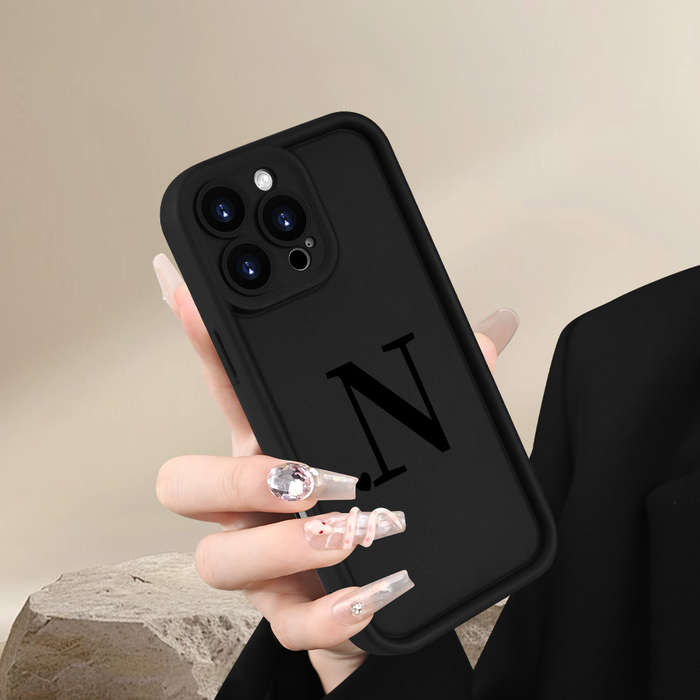 1Pc Black For iPhone XR Letter N Phone Case
