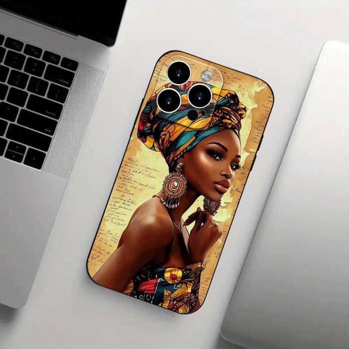 1Pc Black For iPhone 12 Pro Max African Woman Phone Case