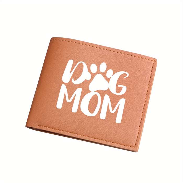 1pc DOG MOM Print Bifold WalletShort Business Casual Card Holder with Pockets Ideal Gift