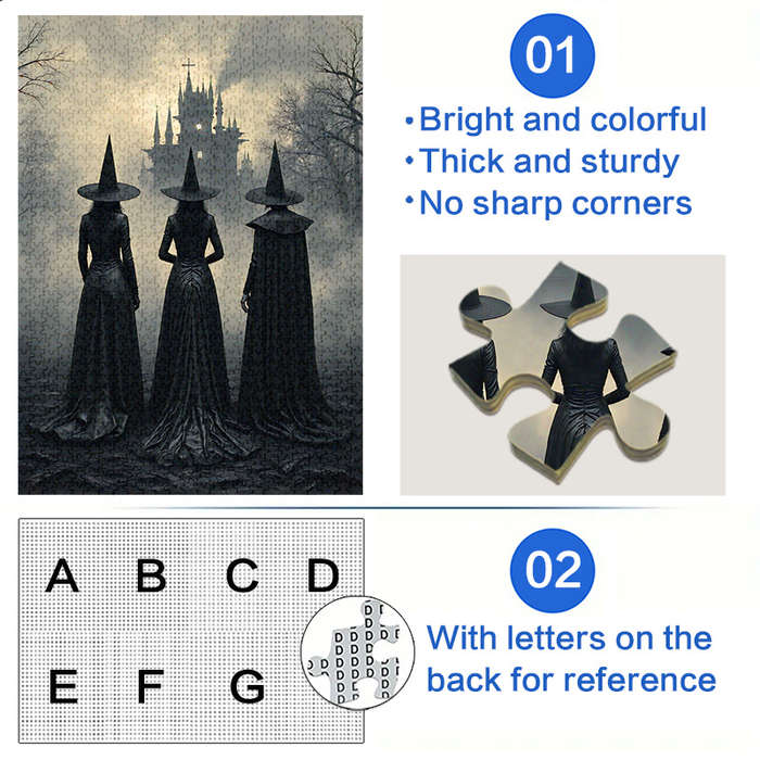 1000pcs Three Witches Paper Jigsaw Puzzle Large Jigsaw Puzzle Toy Adult Game Gift Fam