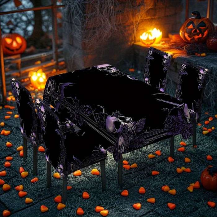 Halloween tablecloth decoration size 5pcs 1 tablecloth add 4 chair covers