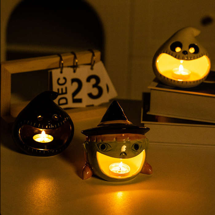 Halloween Decorations Color Pumpkin Candle Holder