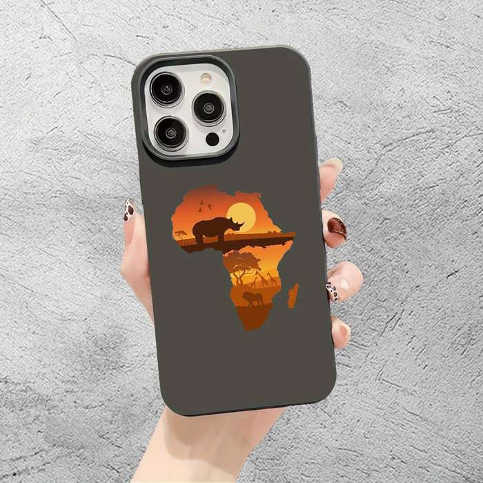 1Pc Black For iPhone 7 Plus 8 Plus African Continent Pattern Phone Case