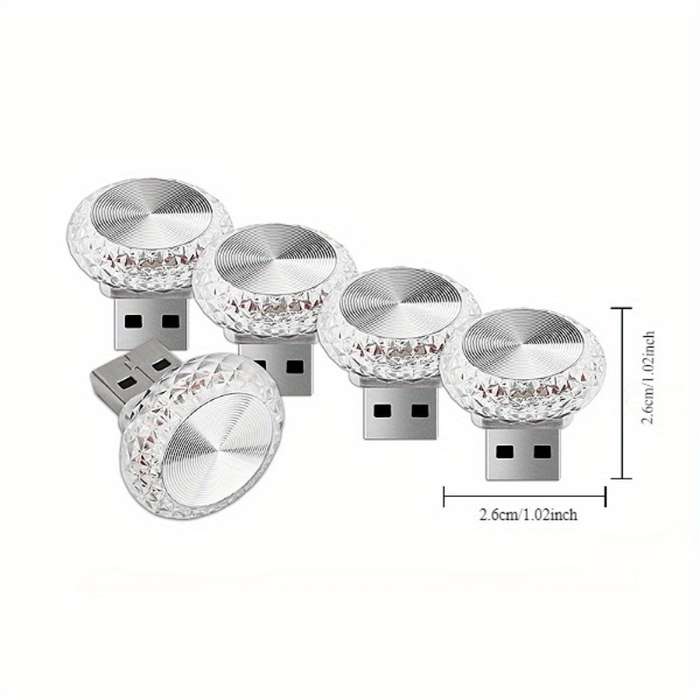 1pc Portable Car USB Ambient Light Mini LED Decorative Atmosphere Lamps for Auto Inte
