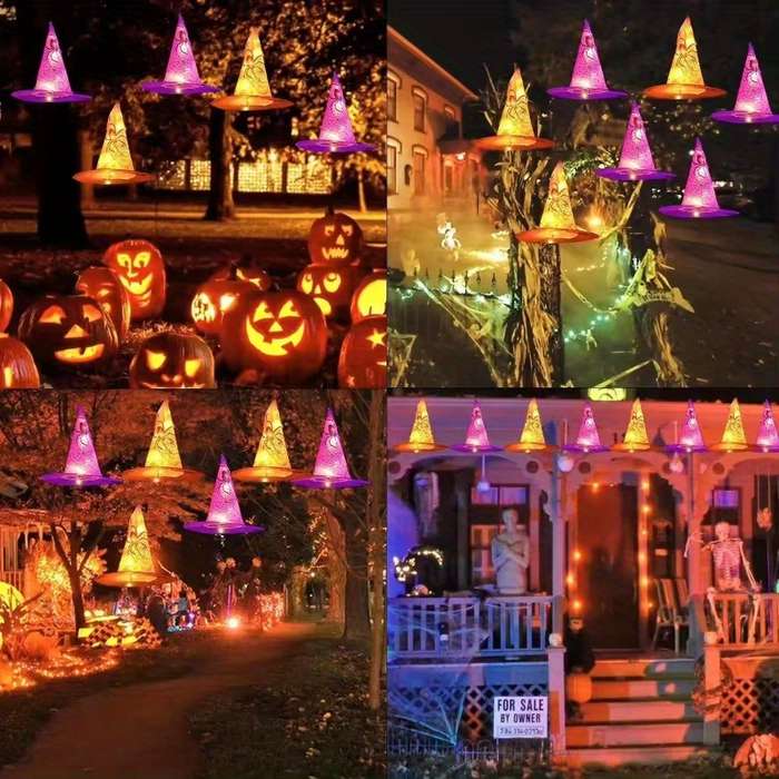 Halloween Decorations Model 6 Witch Hat Lights   With Remote Control