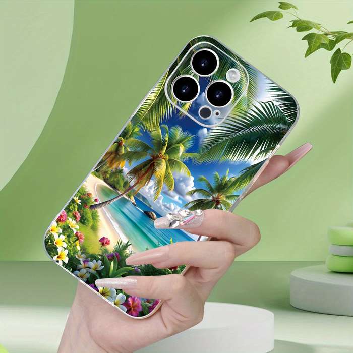 1Pc Transparent For iPhone 7 Beautiful Beach Scenery Phone Case