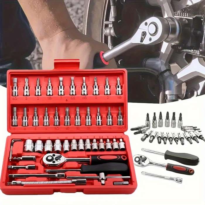 Screwdriver Bit Tool Set Color Portable Tool Set  46 Pieces Red Size Gb46And3 7564 3
