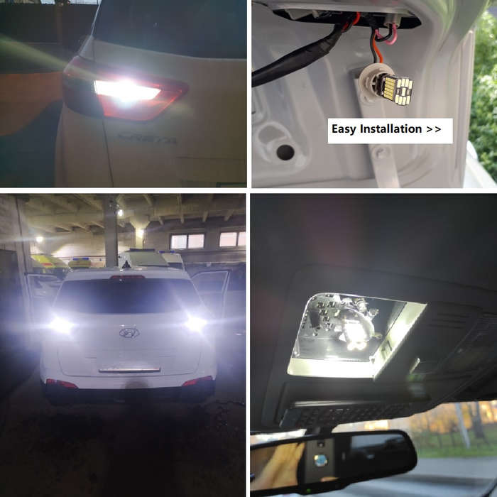 2pcs White LED Turn Signal Lamp Bulbs T15 W16W 921 912 T16 902 Super Bright 45 SMD