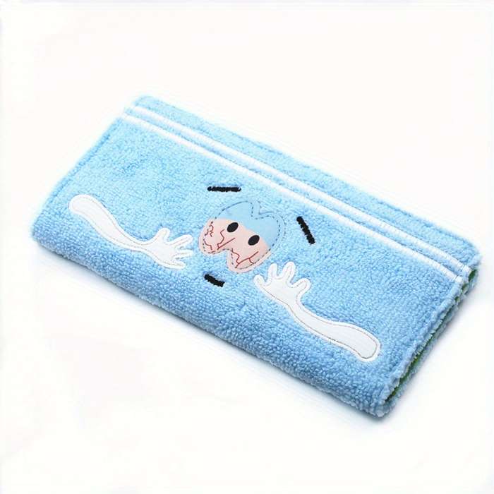 1pc Sky Blue Cartoon Plush Zip Wallet Large Capacity Card Holder with Smiling Face Design Soft S