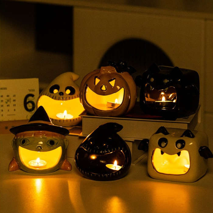 Halloween Decorations Color Pumpkin Candle Holder