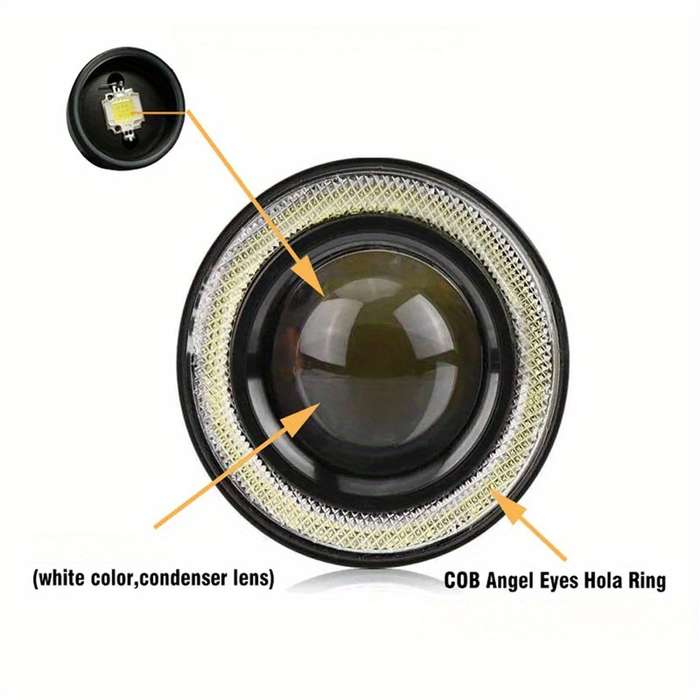 2pcs Car White LED Projector Angel Eyes Ring Light Lamp 3.5inch with Bracket Lamp