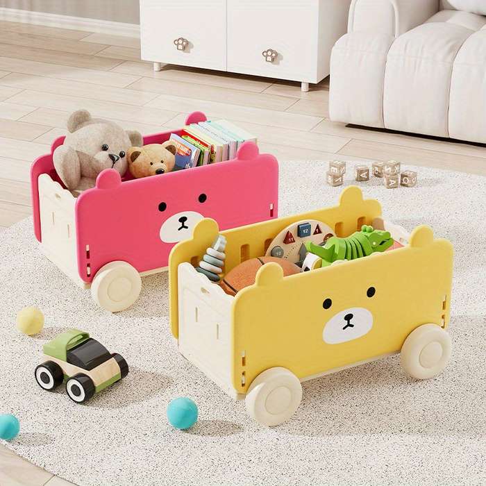 Storage And Organizationcolor Cartoon Toy Car With Wheels   Blue
