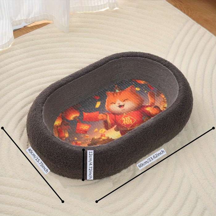 Pet Supplies Color Deep  Mouth Cat Bed  Grey Lucky Pattern