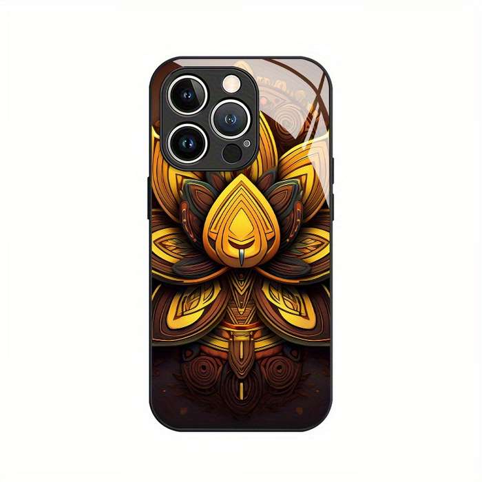 1Pc Mixed Color For iPhone 16 Plus African Totem Lotus Phone Case