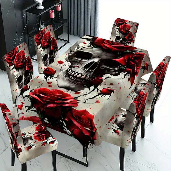 Halloween tablecloth decoration  6pcs Chair Covers add 1pc Tablecloth 140 x 210cm