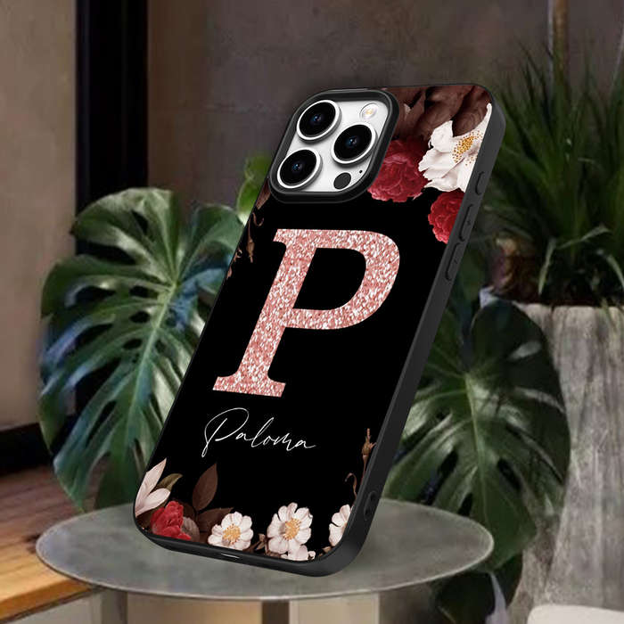 1Pc Black For iPhone X Floral Pattern Phone Case