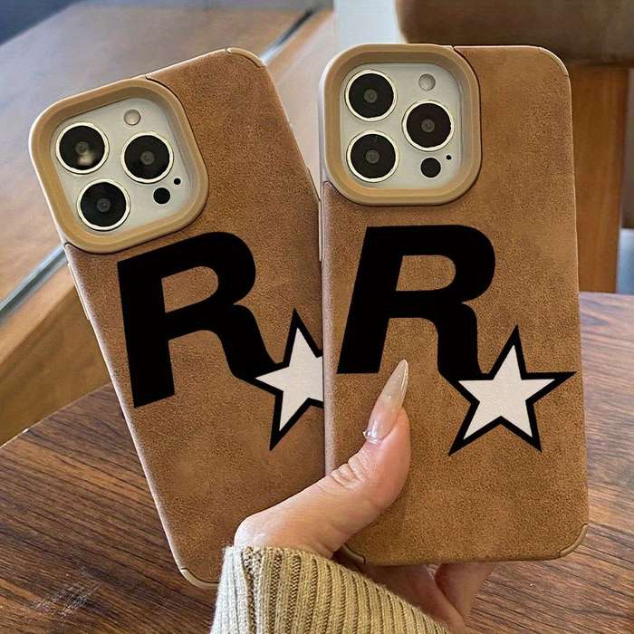 1Pc Mixed Color  For iPhone 14 Pro Max Star Letter R Pattern Phone Case