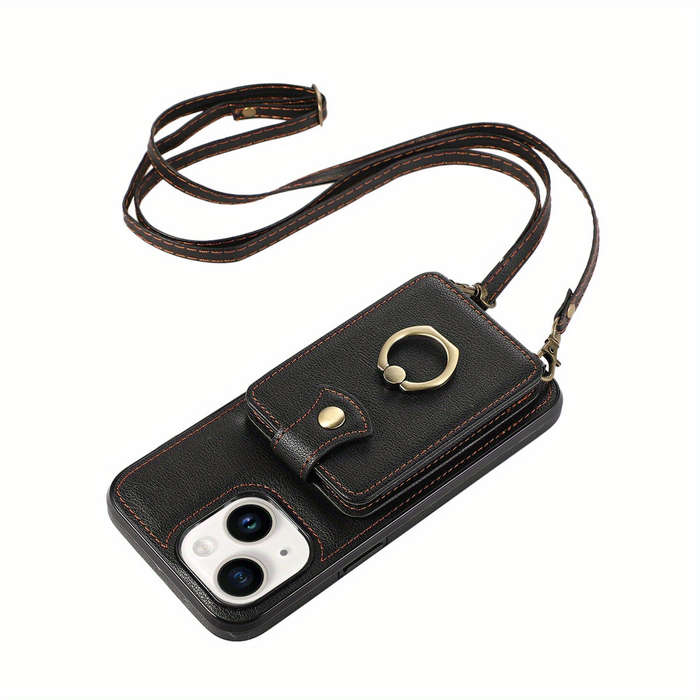 1Pc Black For iPhone 14 Protective Case Wallet Phone Case