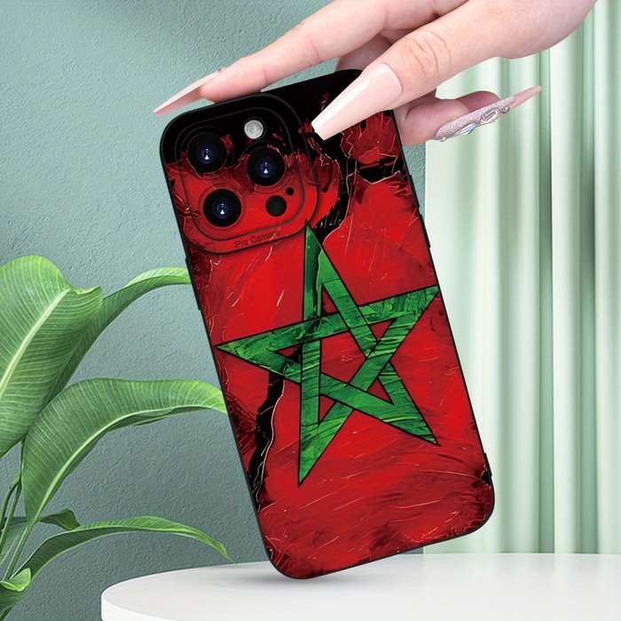 1Pc Black For iPhone 14 Plus Moroccan Design Phone Case