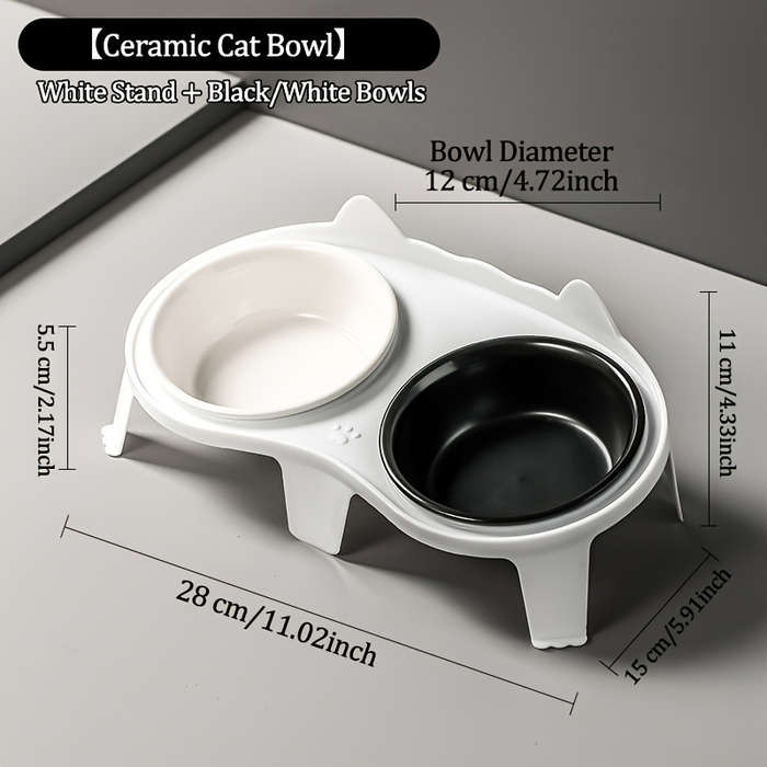Pet Supplies Color White Stand Add  Black White Bowl