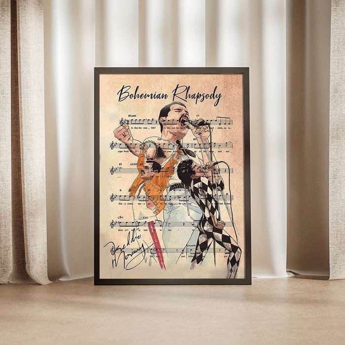 1pc  Boho Rhapsoidy Canvas Music Art Poster Vintage Modern Style Frameless Wall Decor for L