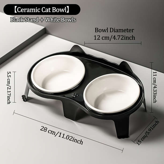 Pet Supplies Color White Stand Add  Black White Bowl
