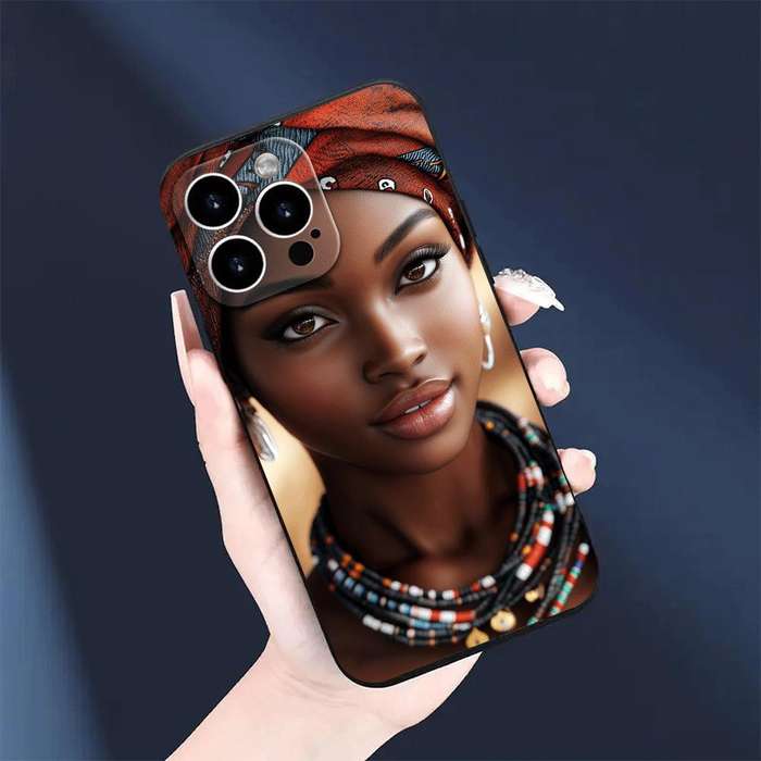 1Pc Black For iPhone 12 Pro Max African Woman Phone Case