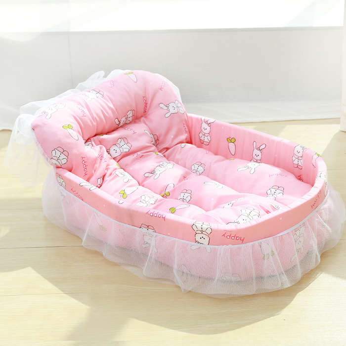 Pet Supplies Color Lace Princess Boat Nest  Pink Bunny Size One Size 57 X 40 X 13Cm