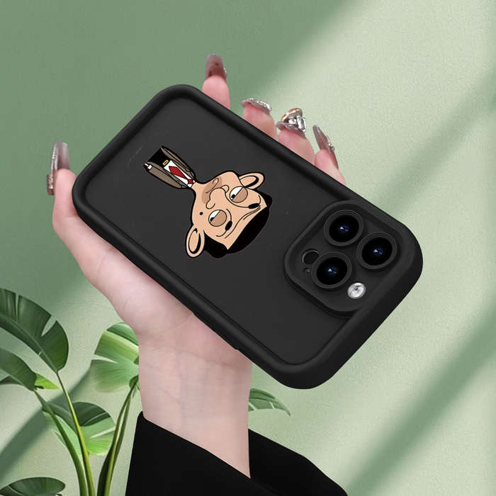 1Pc Black For iPhone 7 8 SE2 SE3 Mr Bean Pattern Phone Case