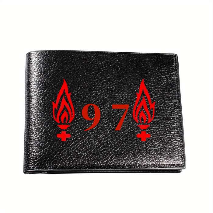 1pc Liverpool 97 Faux Leather Simple Style Wallet Multifunctional Short Bifold Coin Purse with