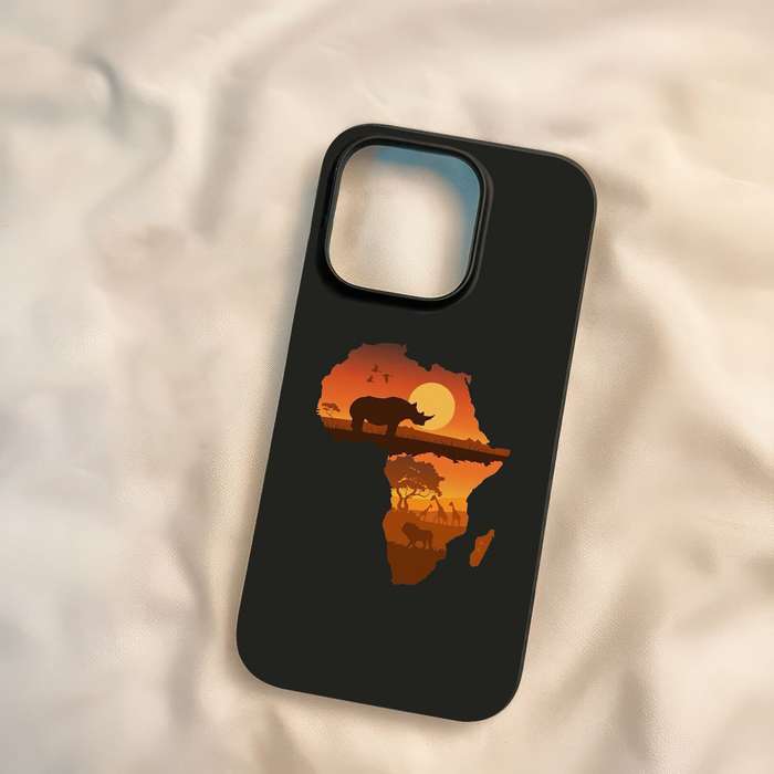 1Pc Black For iPhone 7 Plus 8 Plus African Continent Pattern Phone Case