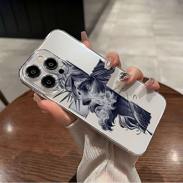 1Pc Transparent For iPhone 14 Plus Matte Crocodile Print Phone Case