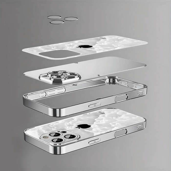 1Pc Silvery For iPhone 7 Plus 8 Plus White Cloud Apple Design Phone Case