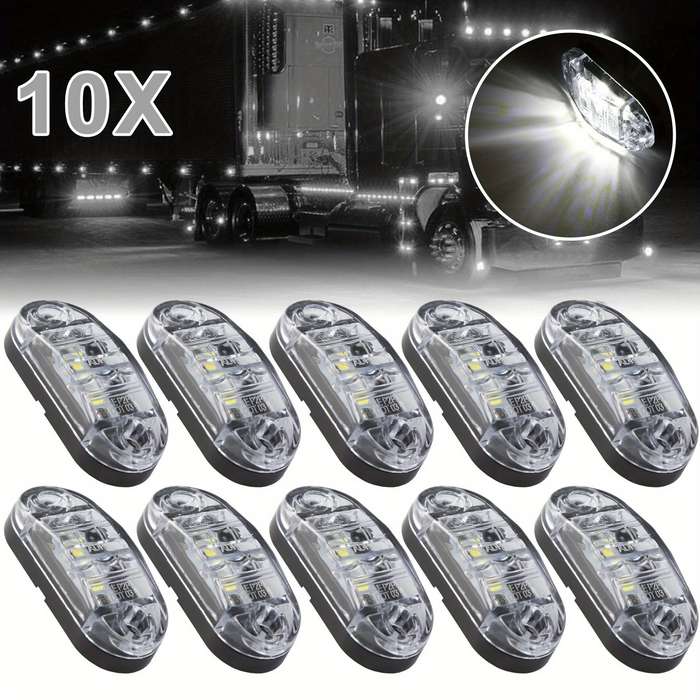 10pcs White LED Marker Lights for Trucks RVs & Trailers Amber Front & Side Indicat