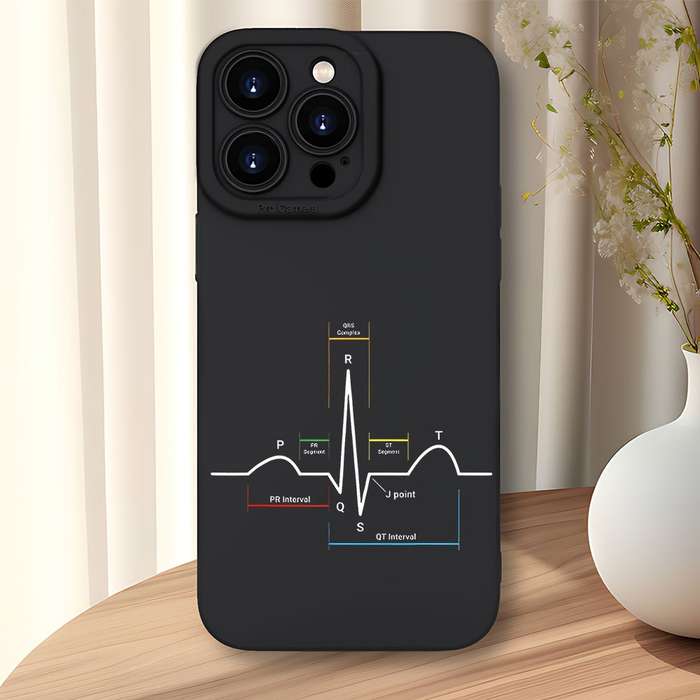 1Pc Black For iPhone 7 8 SE2 SE3 Heartbeat Pattern Phone Case