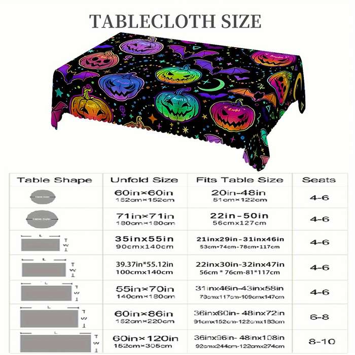 Halloween tablecloth decoration size 60inch x 86inch 152cm x 220cm or rectangular
