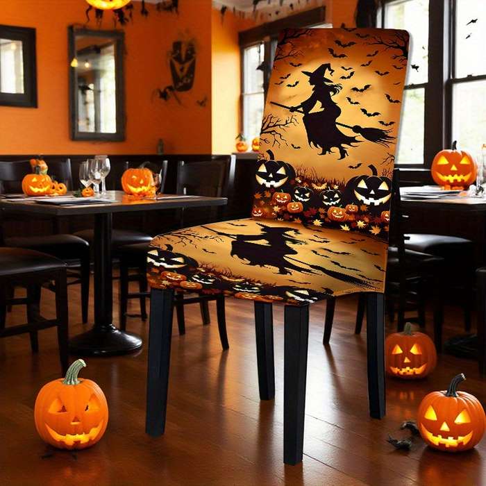 Halloween tablecloth decoration color 7 piece set 1 tablecloth add 6 chair covers size 241cm x 502cm