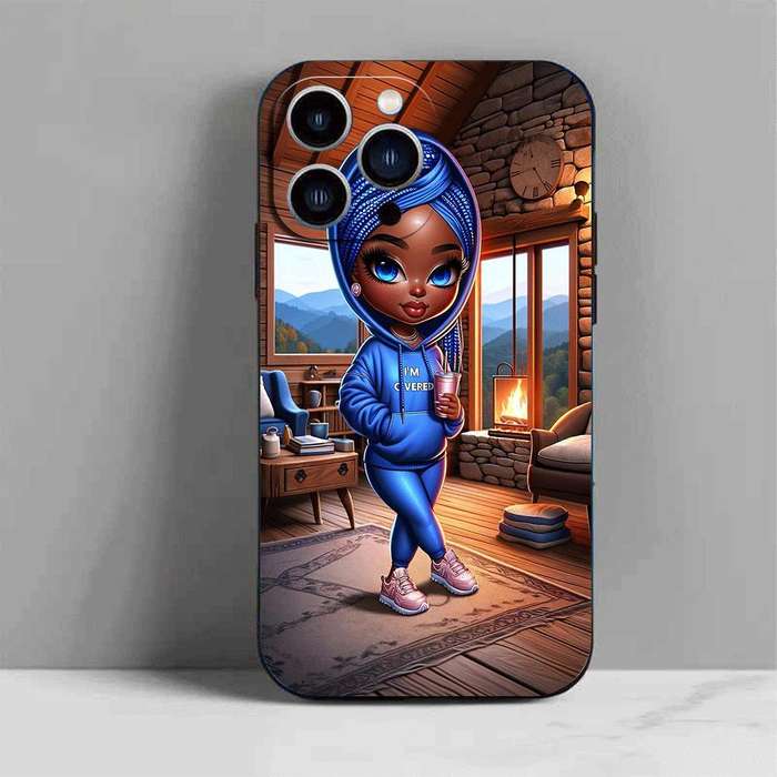 1Pc Black For iPhone 14 Pro Max African Design Phone Case