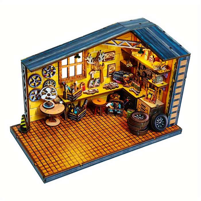 Building Toy Architectural Model Toy Set Style Yu Meng Auto Repair Shop