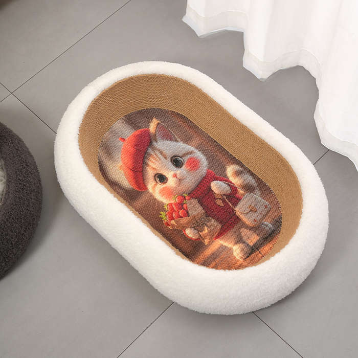 Pet Supplies Color Deep  Mouth Cat Bed  Grey Lucky Pattern